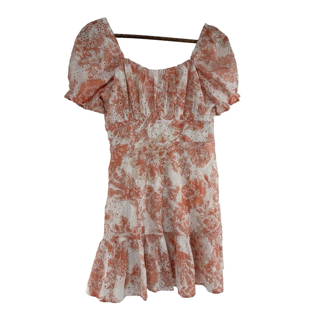 Speechless Y2K Milkmaid Mini Dress White Coral Floral eyelet dress cottagecore L